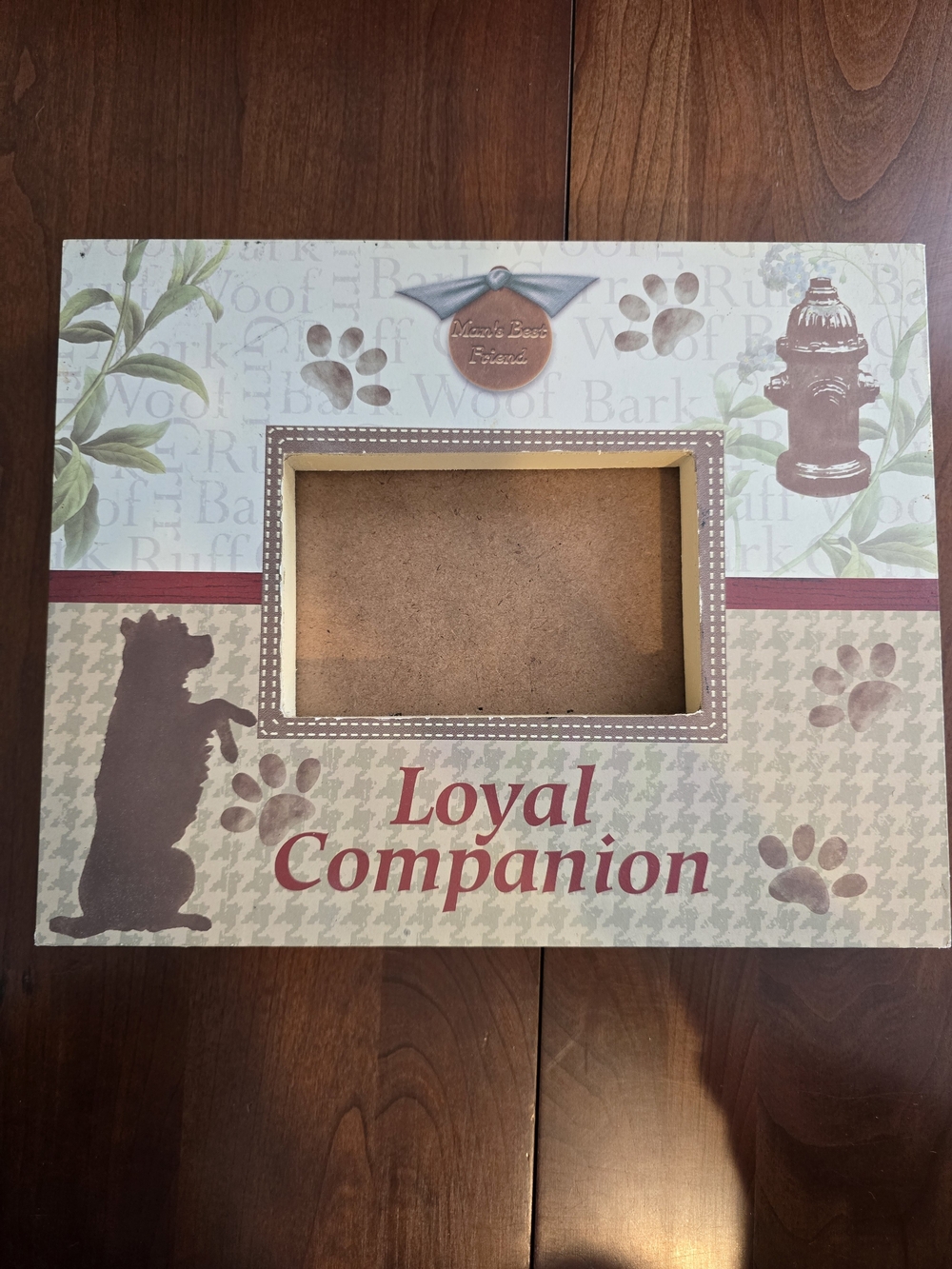 Loyal Companion Pet Photo Frame - Paw Print Accent, Like New, 12" x 9.5" x 2"